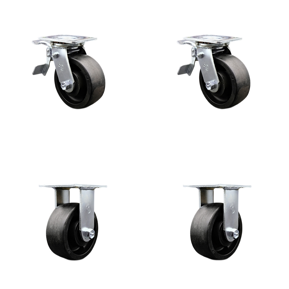 SCC-TTL30S520-GFNB-2-R-2 Heavy Duty Swivel Caster with 5 in. High Temperature Glass Filled Nylon Wheels & Ball Bearings - Set of 4