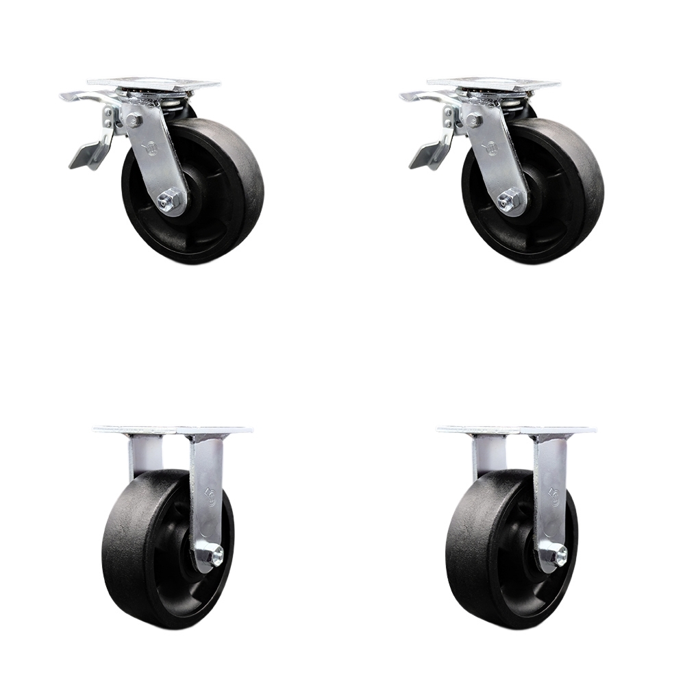 SCC-TTL30S620-GFNB-2-R-2 Heavy Duty Swivel Caster with 6 in. High Temperature Glass Filled Nylon Wheels & Ball Bearings - Set of 4