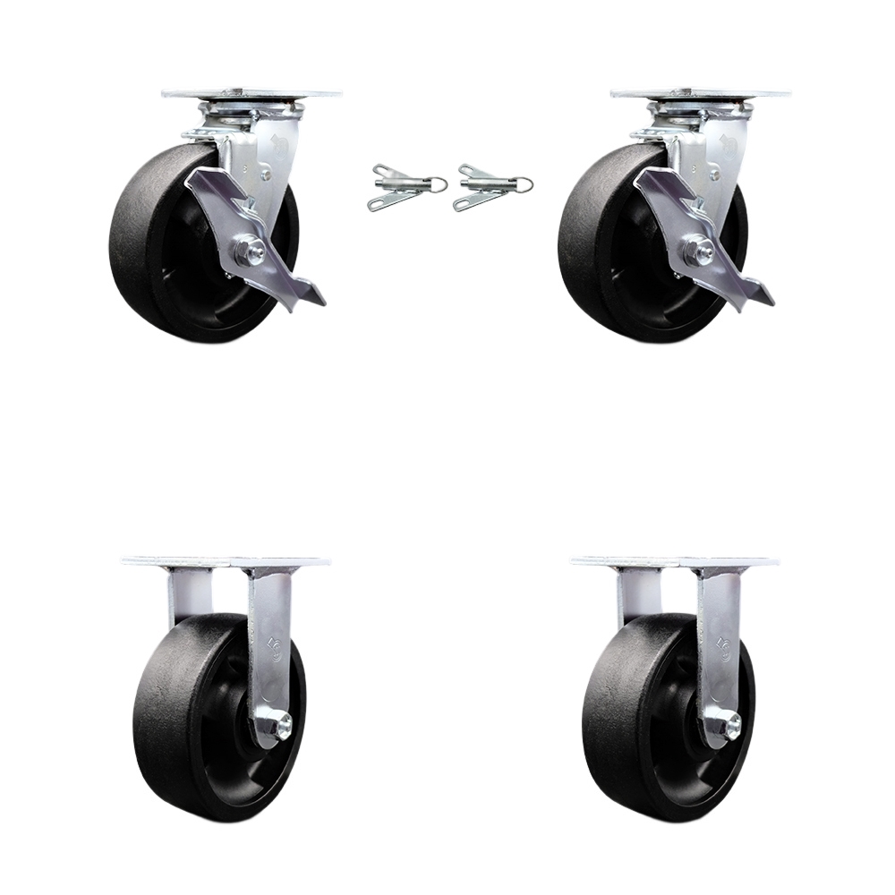 SCC-30CS620-GFNB-TLB-BSL-2-R-2 Heavy Duty Swivel Caster with 6 in. High Temperature Glass Filled Nylon Wheels & Ball Bearings - Set of 4