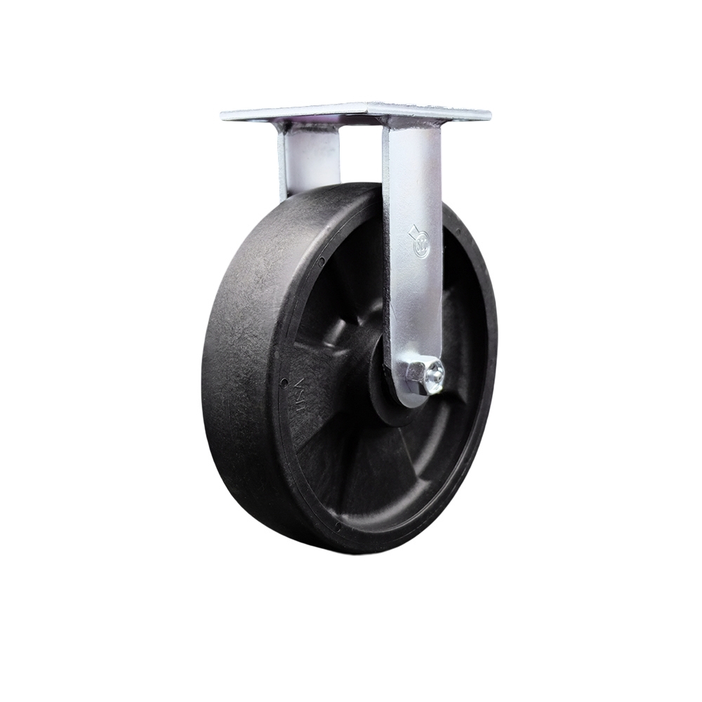 SCC-30R820-GFNB Heavy Duty Rigid Top Plate Caster with 8 in. High Temperature Glass Filled Nylon Wheel & Ball Bearings - 1250 lbs Capacity per Caster