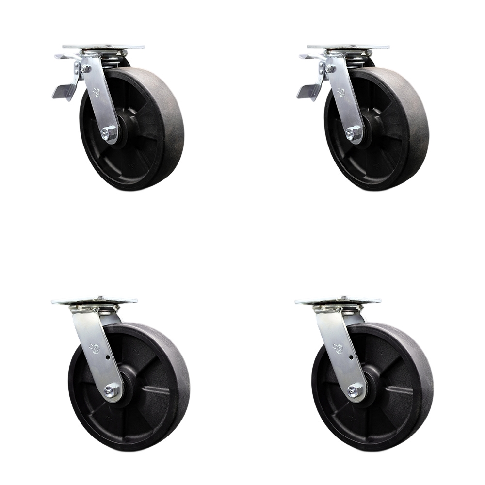 SCC-TTL30S820-GFNB-2-S-2 Heavy Duty Swivel Caster with 8 in. High Temperature Glass Filled Nylon Wheels & Ball Bearings - Set of 4