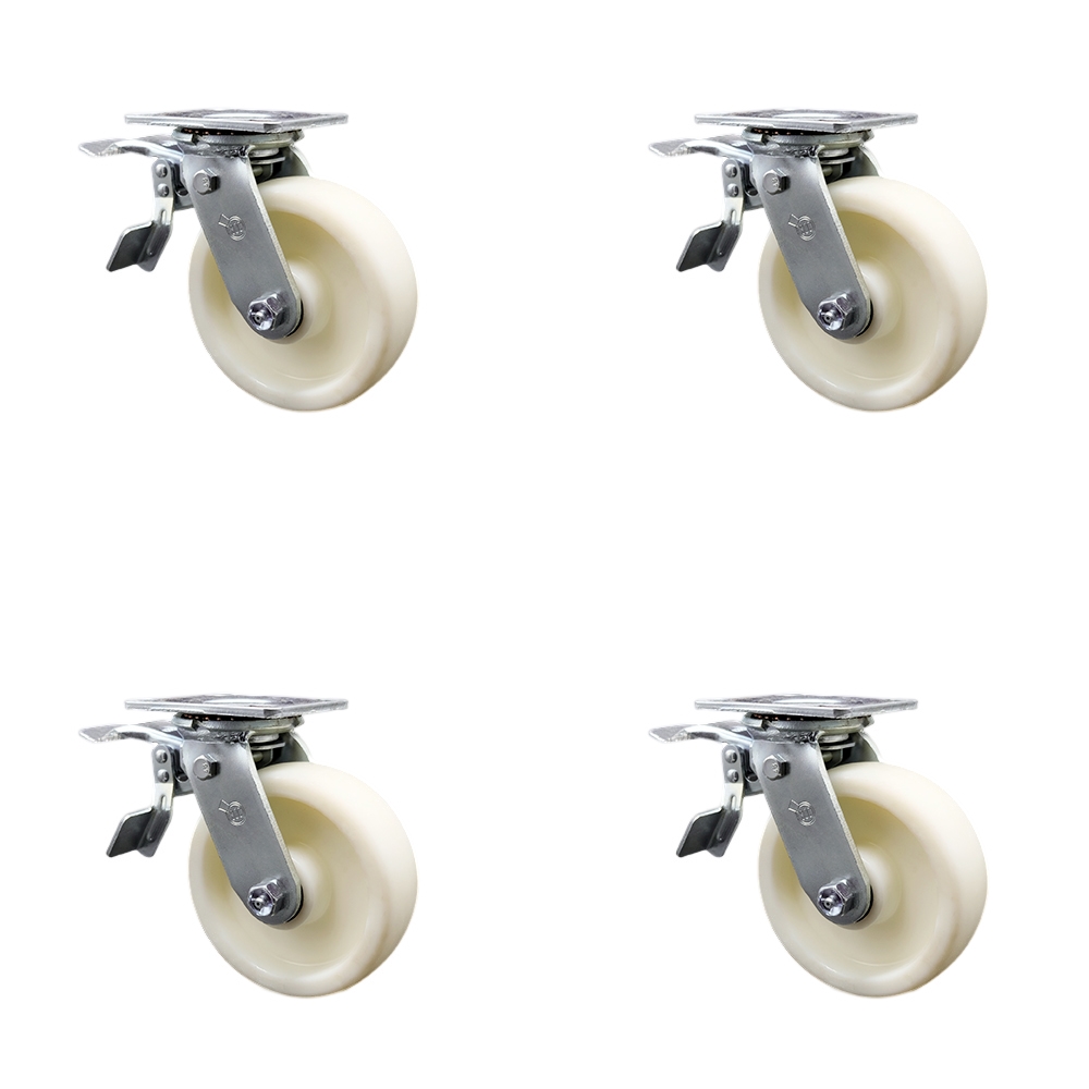 SCC-TTL30S620-NYB-4 Heavy Duty Swivel Caster with 6 in. Nylon Wheels & Ball Bearings - 5000 lbs Total Capacity - Set of 4