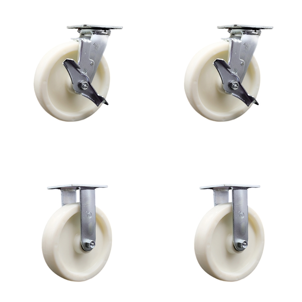 SCC-30CS820-NYB-TLB-2-R-2 Heavy Duty Swivel Caster with 8 in. Nylon Wheels & Ball Bearings - 5000 lbs Total Capacity - Set of 4