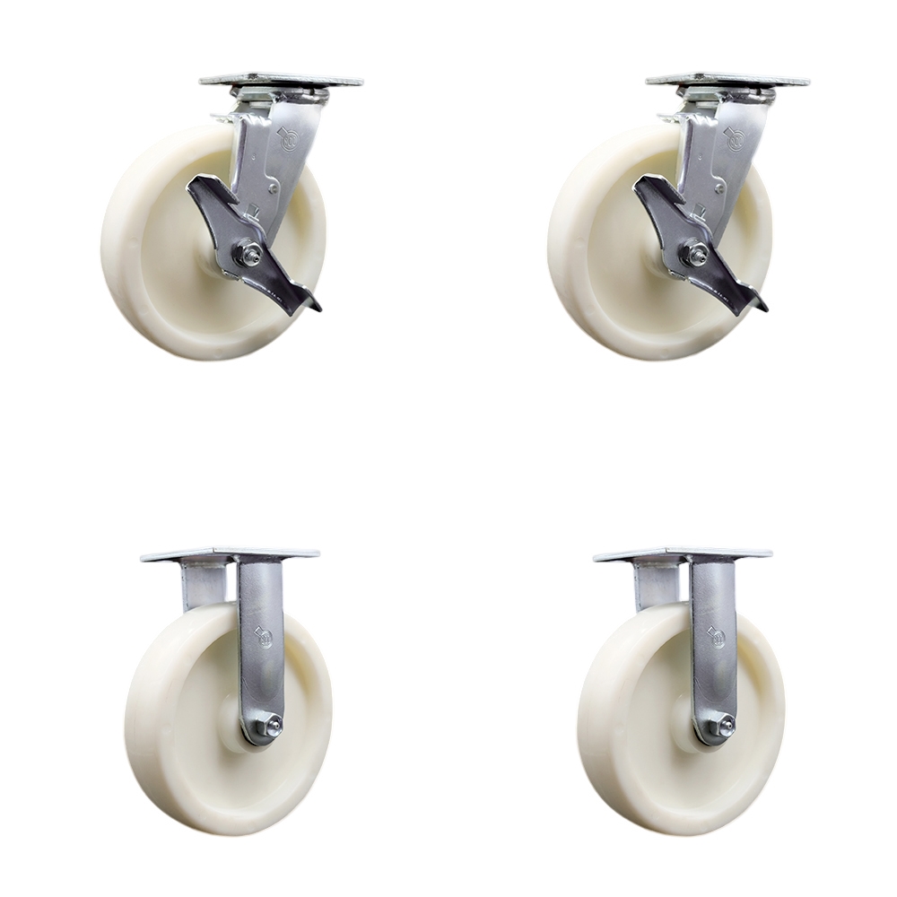 SCC-SS30S820-NYB-TLB-BSL-2-R-2 Stainless Steel Heavy Duty Swivel Caster with 8 in. Nylon Wheels & Ball Bearings - Set of 4