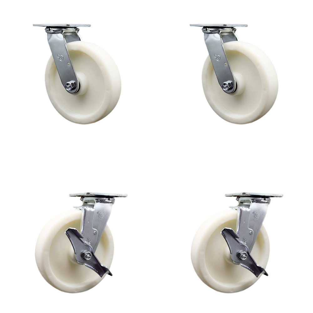 SCC-30CS820-NYB-2-TLB-2 Heavy Duty Swivel Caster with 8 in. Nylon Wheels & Ball Bearings - 5000 lbs Total Capacity - Set of 4