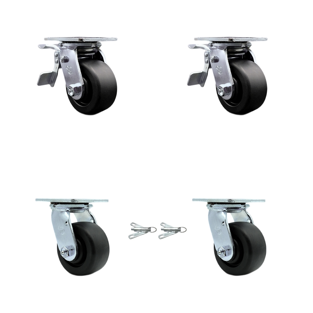 SCC-TTL30S420-POB-2-BSL-2 Heavy Duty Swivel Caster with 4 in. Polyolefin Wheels & Ball Bearings - Set of 4