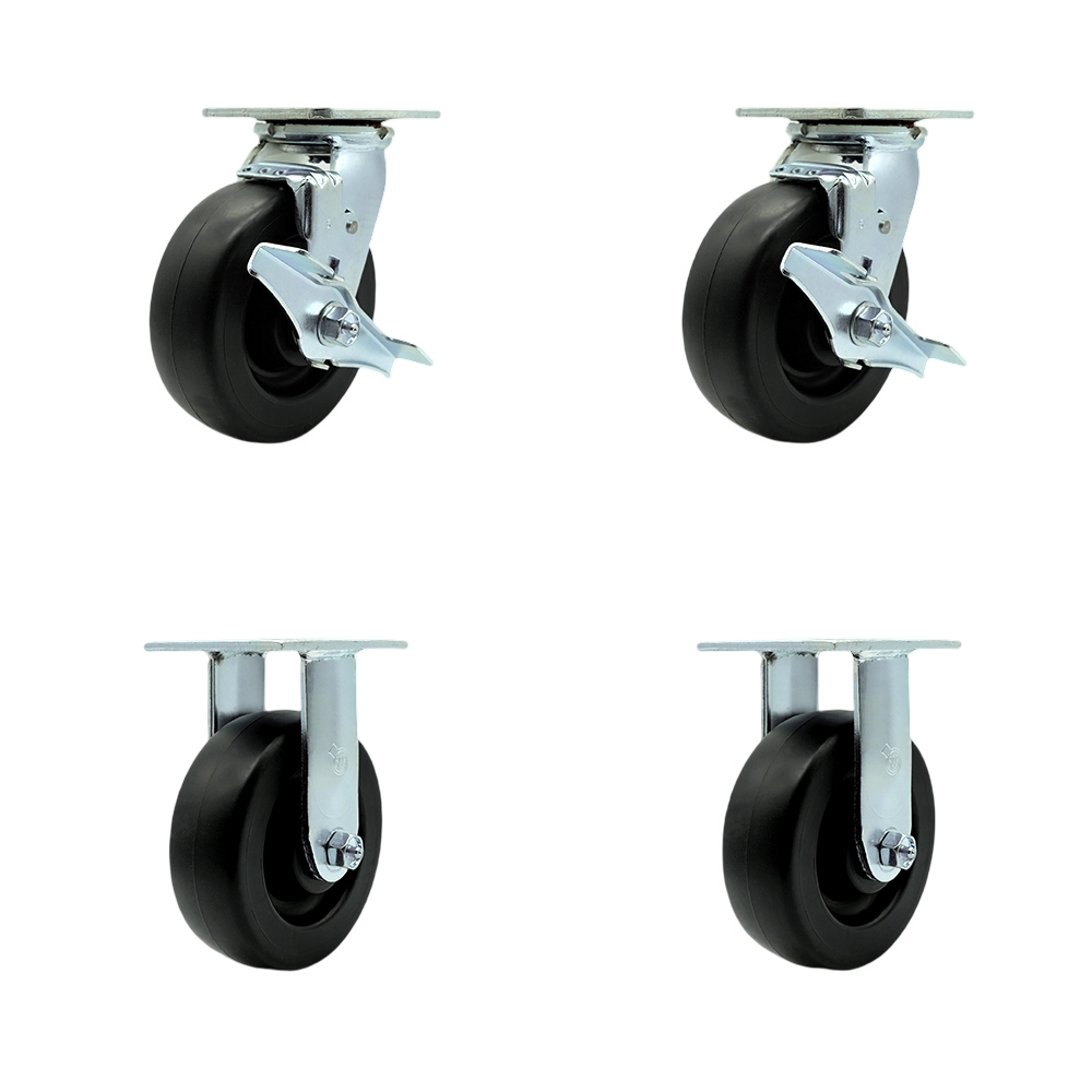 SCC-30CS620-POB-TLB-2-R620-2 Heavy Duty Swivel Caster with 6 in. Polyolefin Wheels & Ball Bearings - 2800 lbs Total Capacity - Set of 4
