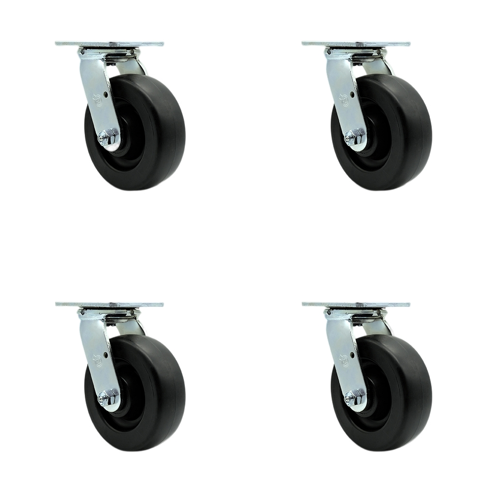 SCC-SS30S620-POB-4 Stainless Steel Heavy Duty Swivel Caster with 6 in. Polyolefin Wheels & Ball Bearings - 2800 lbs Total Capacity - Set of 4