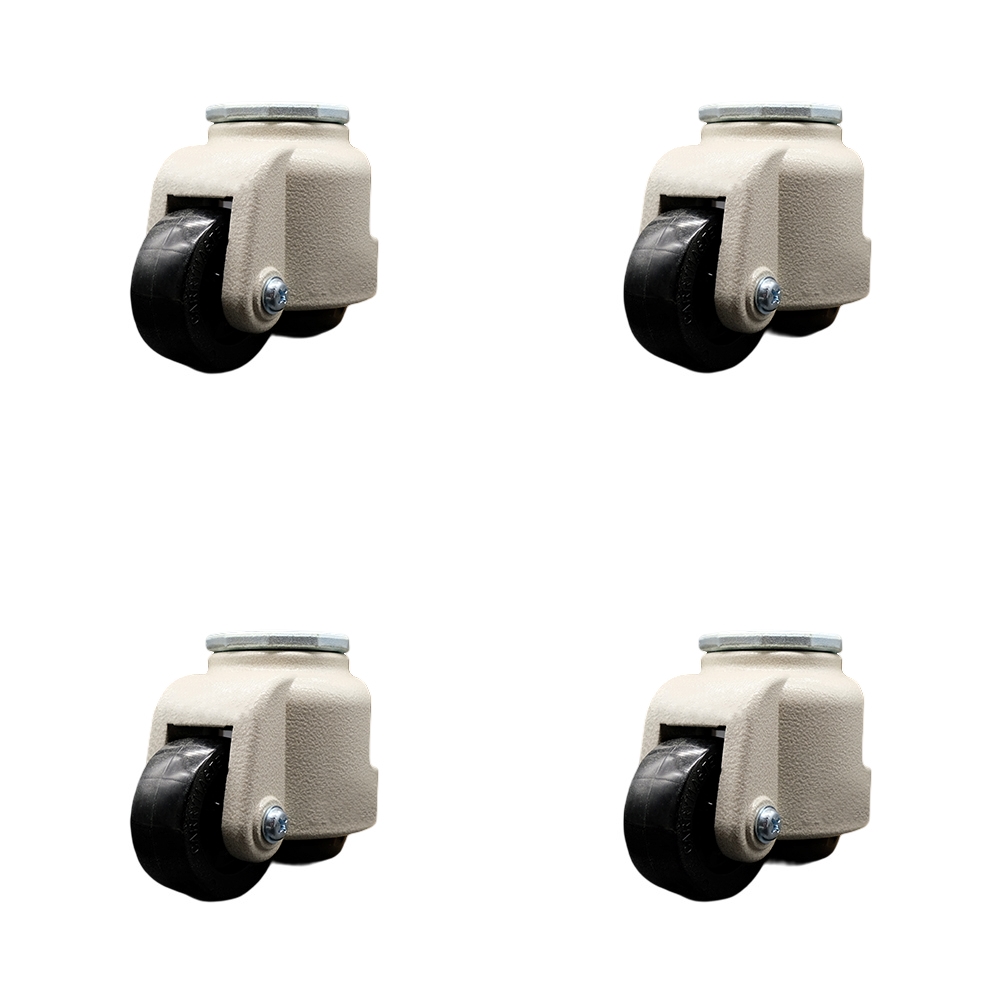 Nylon Swivel Threaded Stem Caster with 2.83 in. Black Wheel & M16 x 2.0 x 24 mm Stems - 4400 lbs Capacity per Caster - Set of 4