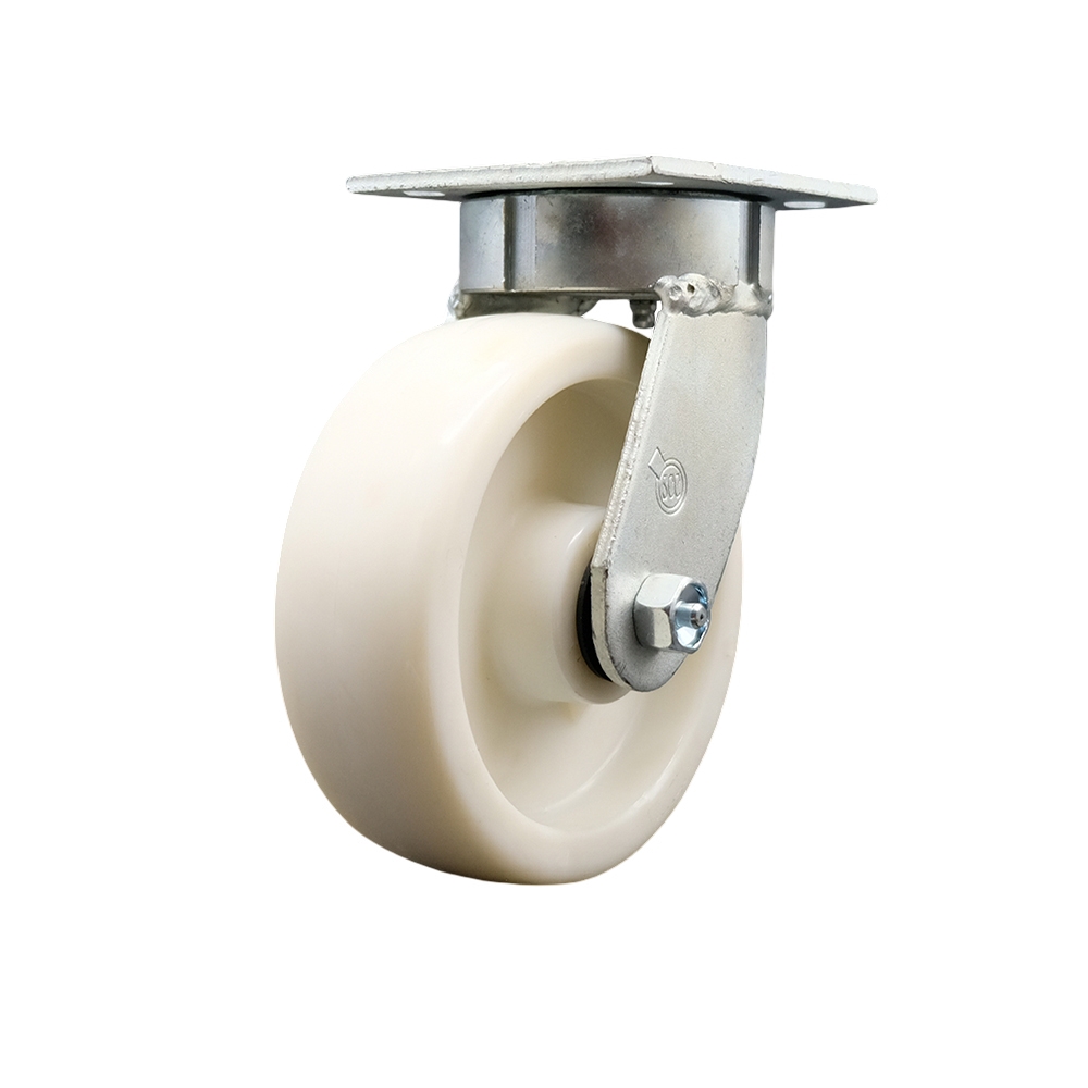 SCC-KP30S620-NYR Kingpinless Nylon Swivel Top Plate Caster with 6 x 2 in. White Wheel - 1250 lbs Capacity per Caster