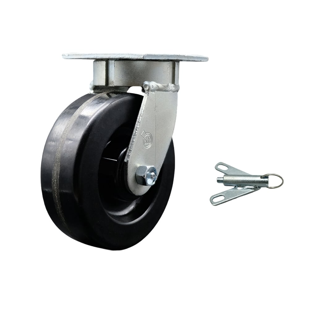SCC-KP30S620-PHR-BSL Kingpinless Phenolic Swivel Top Plate Caster with 6 x 2 in. Black Wheel & Bolt on Swivel Lock - 1200 lbs Capacity per Caster