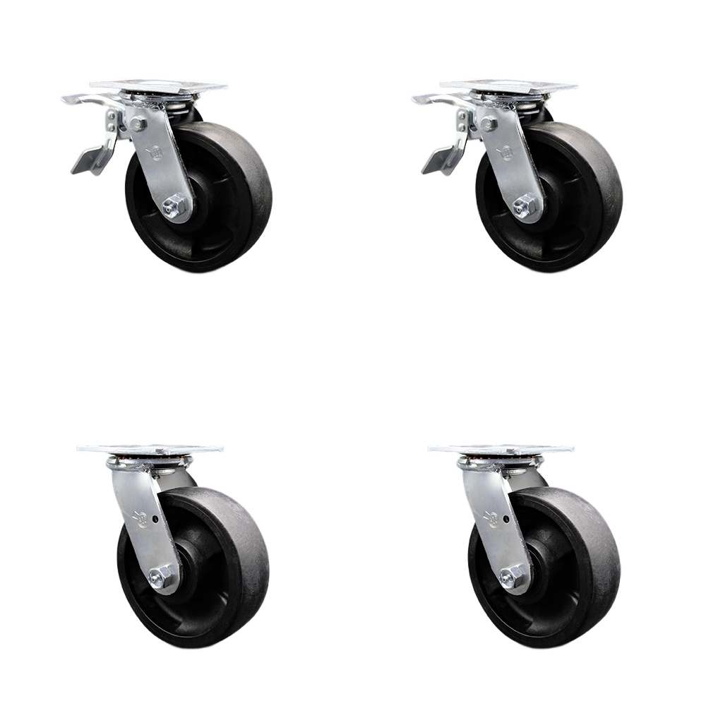 SCC-TTL30S620-GFNB-2-S-2 Heavy Duty Swivel Caster with 6 in. High Temperature Glass Filled Nylon Wheels & Ball Bearings - Set of 4