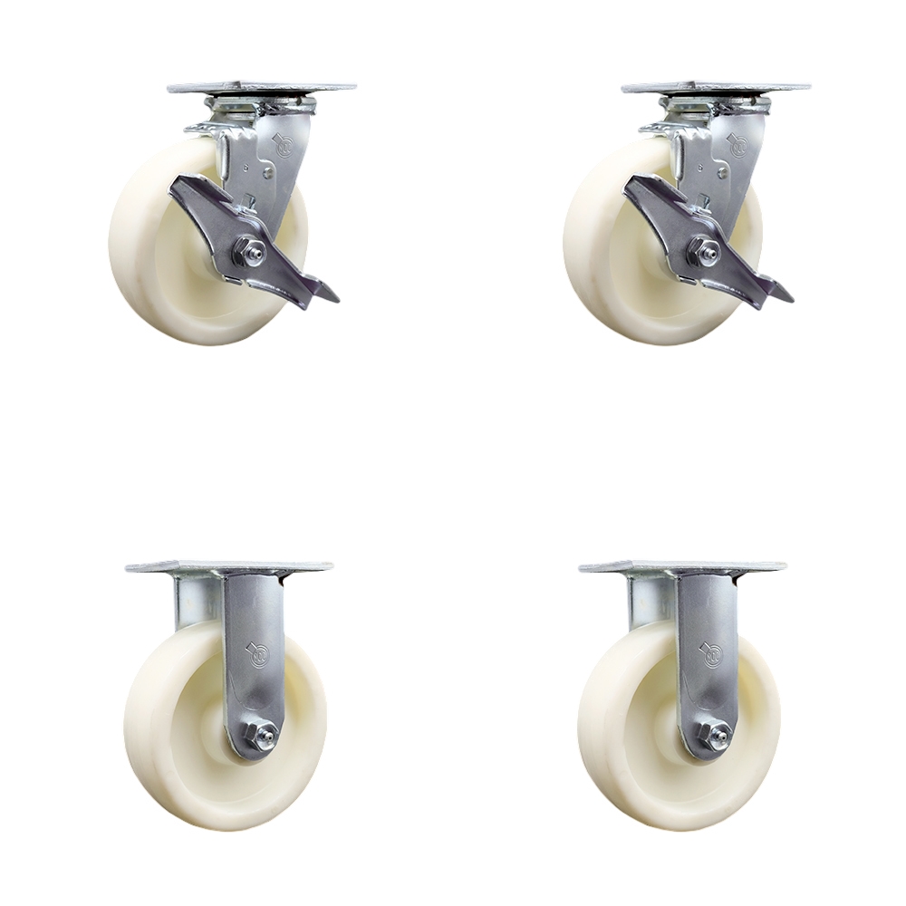 SCC-30CS620-NYB-TLB-2-R-2 Heavy Duty Swivel Caster with 6 in. Nylon Wheels & Ball Bearings - 5000 lbs Total Capacity - Set of 4