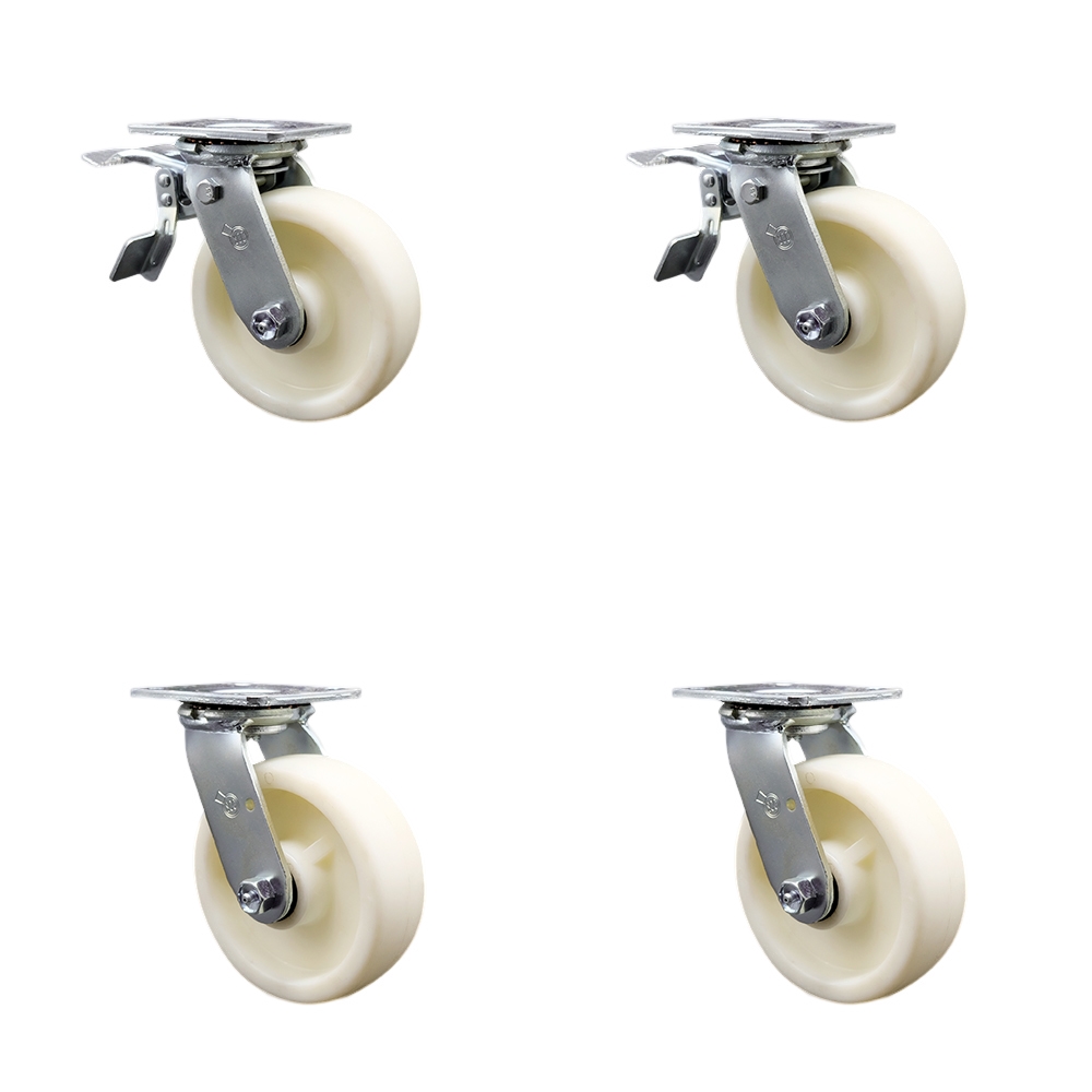 SCC-TTL30S620-NYB-2-S-2 Heavy Duty Swivel Caster with 6 in. Nylon Wheels & Ball Bearings - 5000 lbs Total Capacity - Set of 4