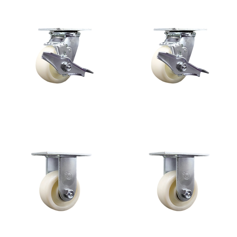 SCC-SS30S420-NYB-TLB-BSL-2-R-2 Stainless Steel Heavy Duty Swivel Caster with 4 in. Nylon Wheels & Ball Bearings - Set of 4