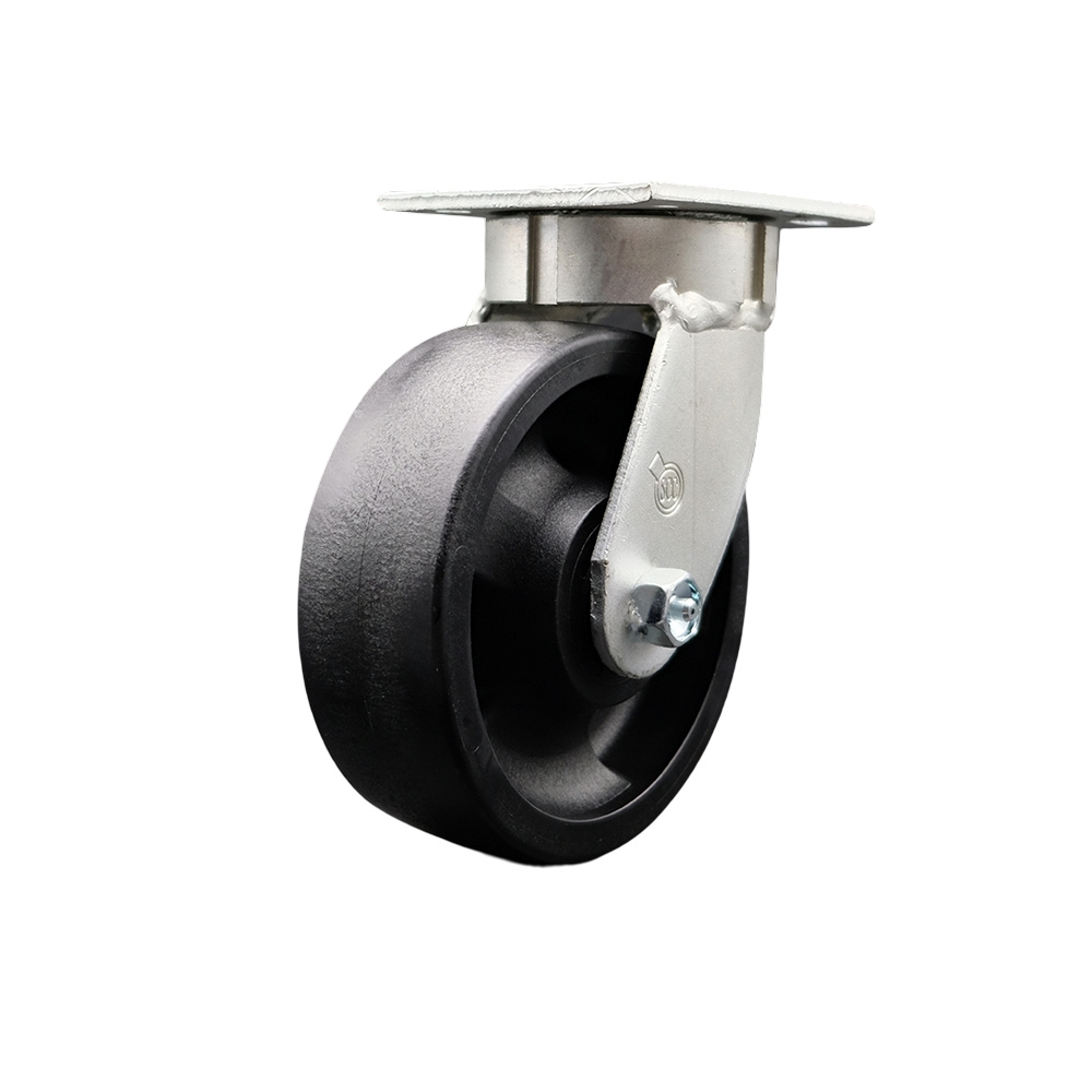 SCC-KP30S620-GFNR Kingpinless Glass Filled Nylon Swivel Top Plate Caster with 6 x 2 in. Black Wheel - 1250 lbs Capacity per Caster
