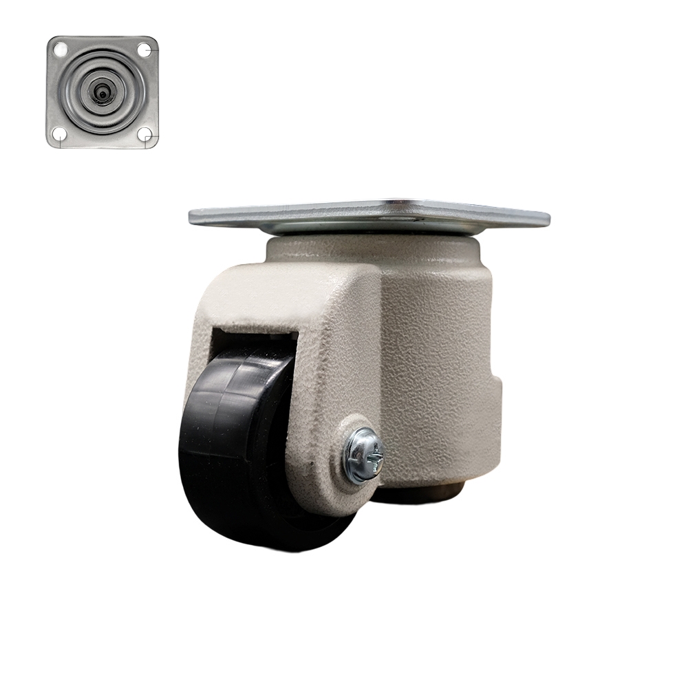 SCC-TPLV30S60-NYR-660-DC Nylon Swivel Top Plate Light Duty Floor Leveling Caster with 2.44 in. Diameter Black Wheel - 660 lbs Total Capacity