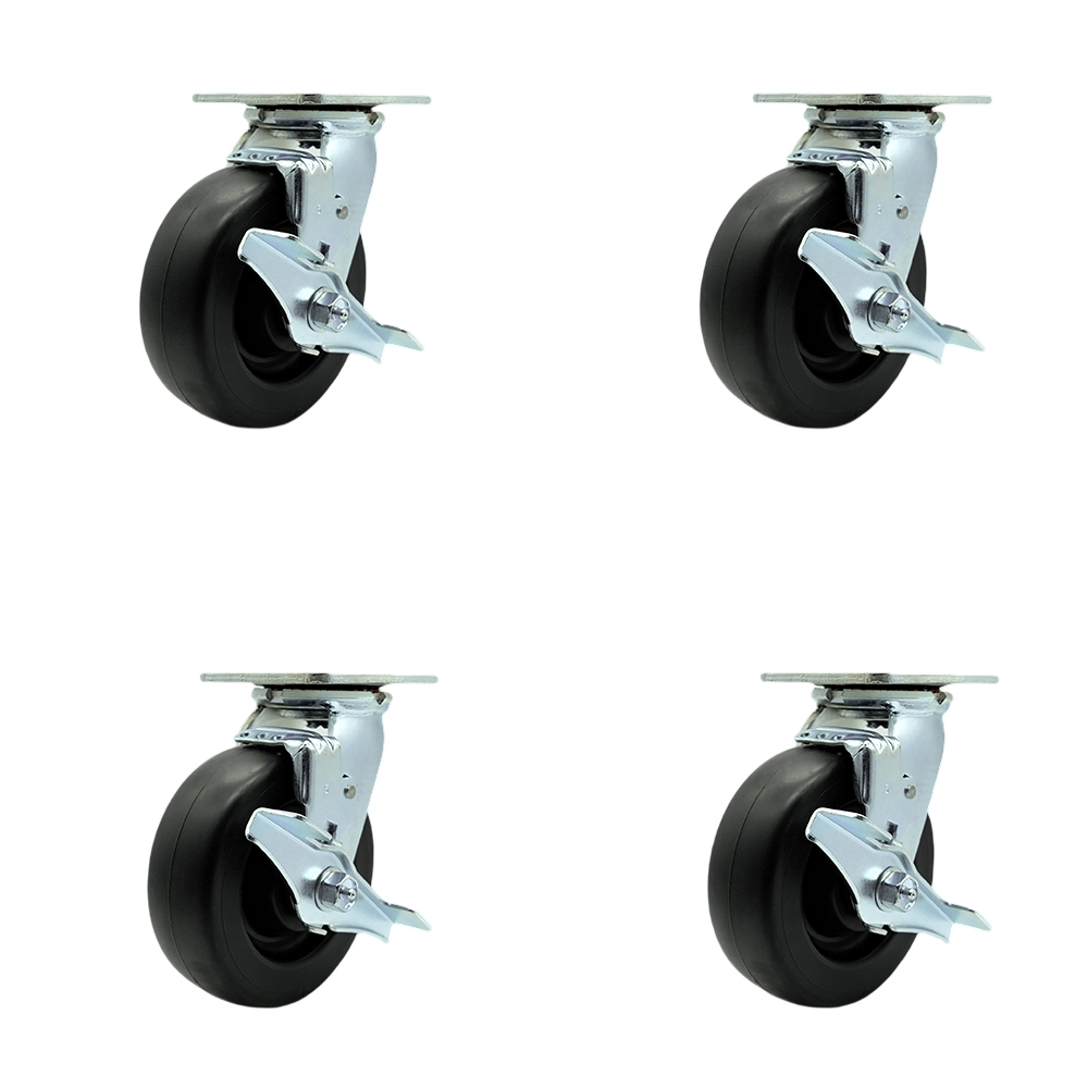 SCC-30CS620-POR-TLB-BSL-4 Polyolefin Swivel Top Plate Casters, Heavy Duty with 6 in. Wheels - 2800 lbs Total Capacity - Set of 4