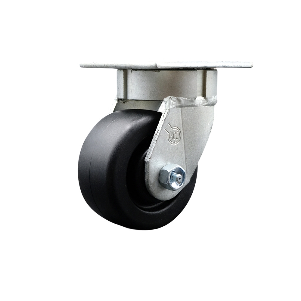 SCC-KP30S420-POR Kingpinless Polyolefin Swivel Top Plate Caster with 4 x 2 in. Black Wheel - 500 lbs Capacity per Caster