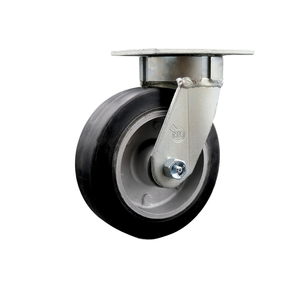 SCC-KP30S620-RAR Kingpinless Rubber on Aluminum Swivel Top Plate Caster with 6 x 2 in. Black Wheel - 550 lbs Capacity per Caster
