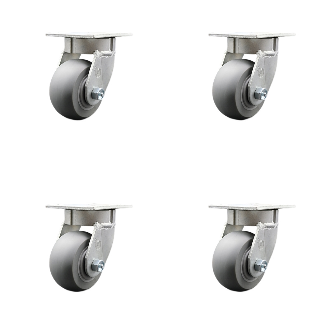 SCC-KP30S420-TPRRD-4 Kingpinless Thermo Rubber Donut Tread Swivel Top Plate Caster with 4 x 2 in. Gray Wheels - 1200 lbs Total Capacity - Set of 4