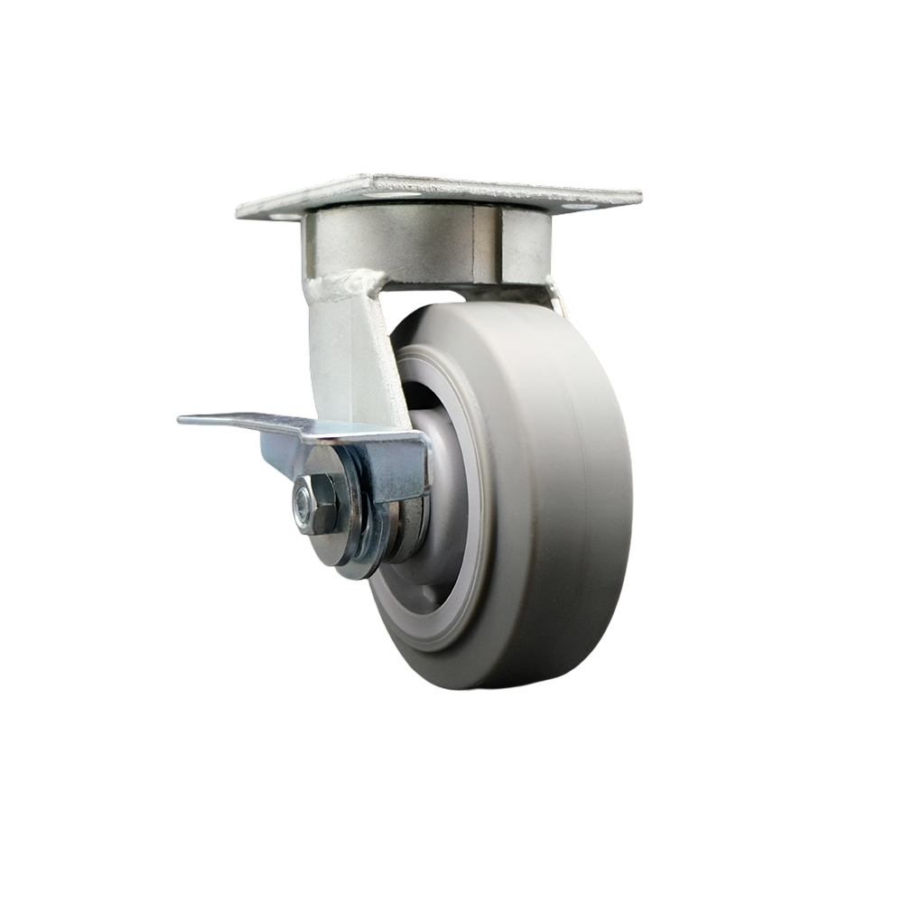 Kingpinless Thermo Rubber Swivel Caster - Gray - 5 x 2 in. - 350 lbs Capacity