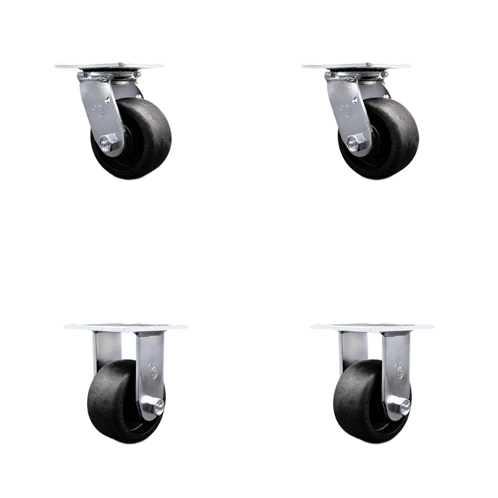 Heavy Duty Swivel Caster with 4 in. High Temperature Glass Filled Nylon Wheels & Ball Bearings - 4800 lbs Total Capacity - Set of 4