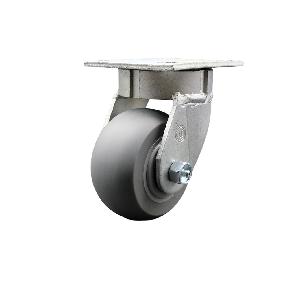 SCC-KP30S420-TPRRD Kingpinless Thermo Rubber Donut Tread Swivel Top Plate Caster with 4 x 2 in. Gray Wheel - 300 lbs Capacity per Caster