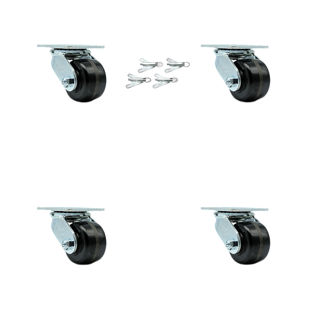 SCC-30CS3420-PHR-BSL-4 Phenolic Swivel Top Plate Casters, Heavy Duty with 3.25 in. Wheels - 2800 lbs Total Capacity - Set of 4