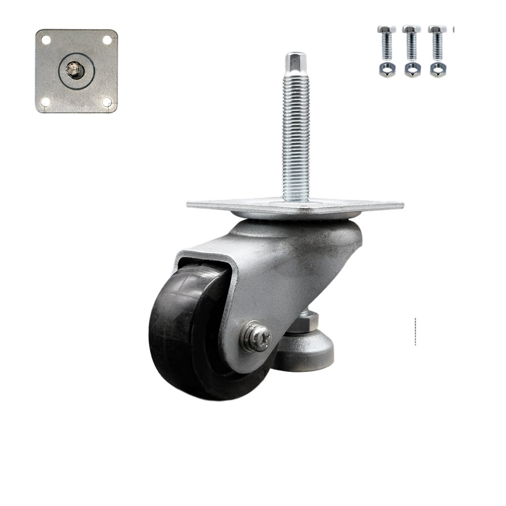 SCC-TPLV30S72-NYR-770-ZC Nylon Swivel Threaded Stem Caster with 2.8 in. Black Wheel & 16 x 2 x 138 mm Stem - 770 lbs Capacity per Caster