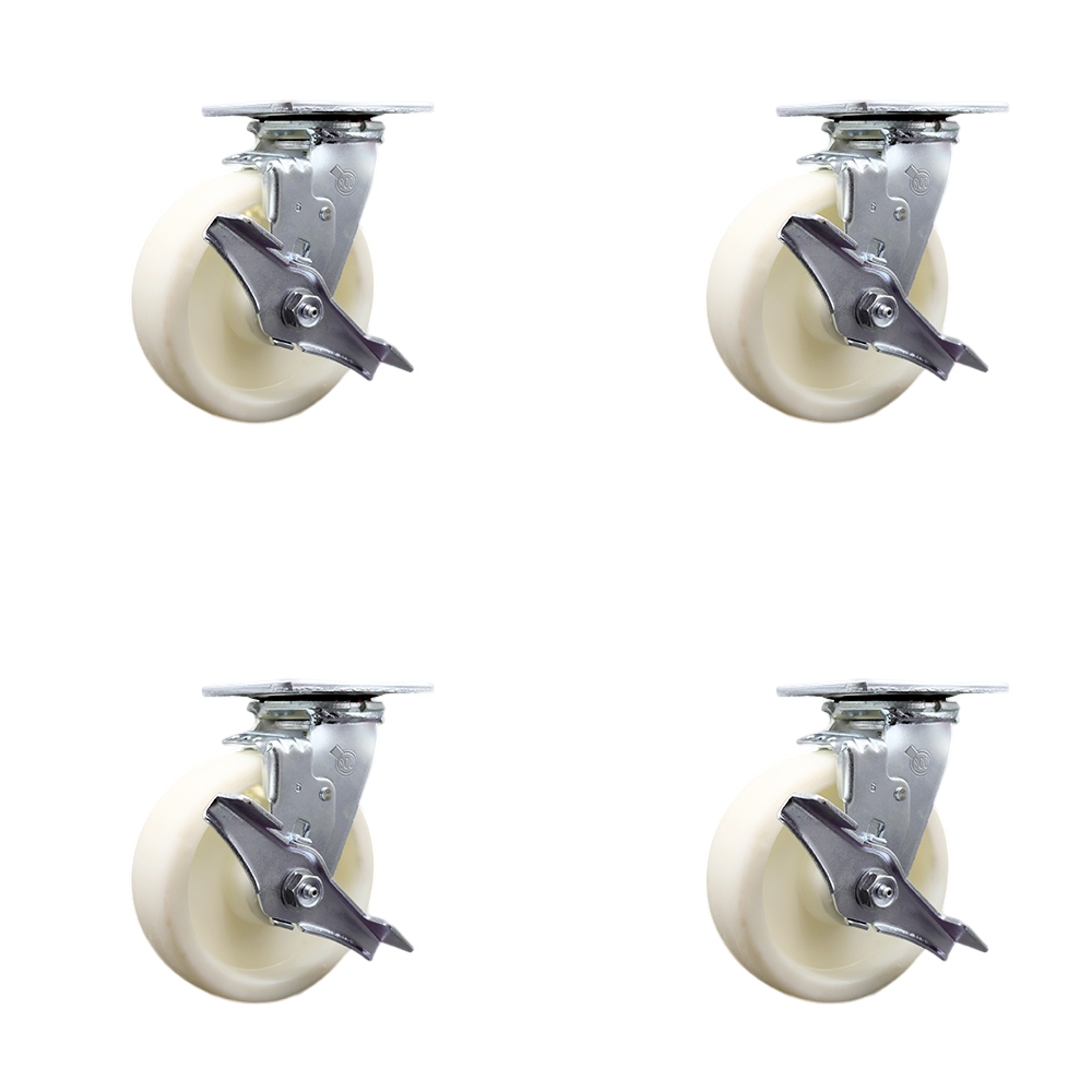 SCC-30CS620-NYR-TLB-4 Nylon Swivel Top Plate Casters, Heavy Duty with 6 in. Wheels - 5000 lbs Total Capacity - Set of 4