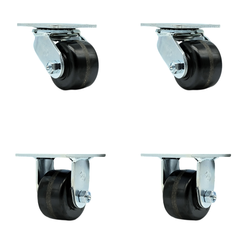 SCC-30CS3420-PHB-2-R3420-2 Heavy Duty Swivel Caster with 3.25 in. Phenolic Wheels & Ball Bearings - 2800 lbs Total Capacity - Set of 4