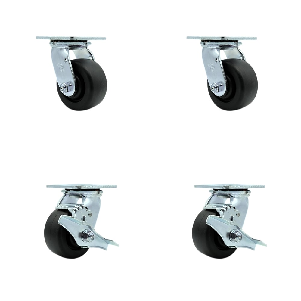 SCC-30CS420-POB-2-TLB-2 Heavy Duty Swivel Caster with 4 in. Polyolefin Wheels & Ball Bearings - 2000 lbs Total Capacity - Set of 4