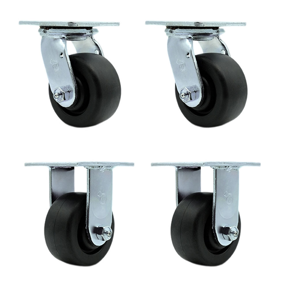 SCC-30CS420-POB-BSL-2-R-2 Heavy Duty Swivel Caster with 4 in. Polyolefin Wheels & Ball Bearings - 2000 lbs Total Capacity - Set of 4