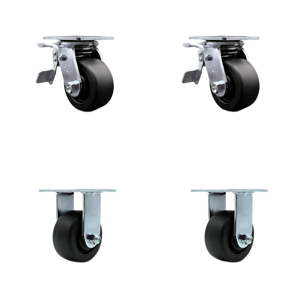 SCC-TTL30S420-POB-2-R420-2 Heavy Duty Swivel Caster with 4 in. Polyolefin Wheels & Ball Bearings - 2000 lbs Total Capacity - Set of 4