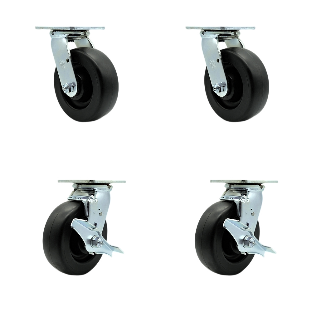 SCC-SS30S620-POB-2-TLB-2 Stainless Steel Heavy Duty Swivel Caster with 6 in. Polyolefin Wheels & Ball Bearings - 2800 lbs Total Capacity - Set of 4