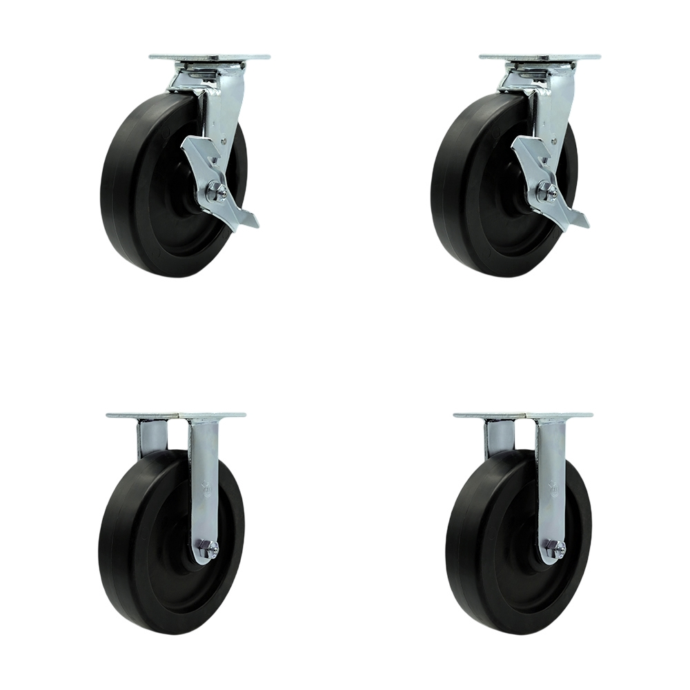 SCC-SS30S820-POB-TLB-2-R-2 Stainless Steel Heavy Duty Swivel Caster with 8 in. Polyolefin Wheels & Ball Bearings - 3600 lbs Total Capacity - Set of 4