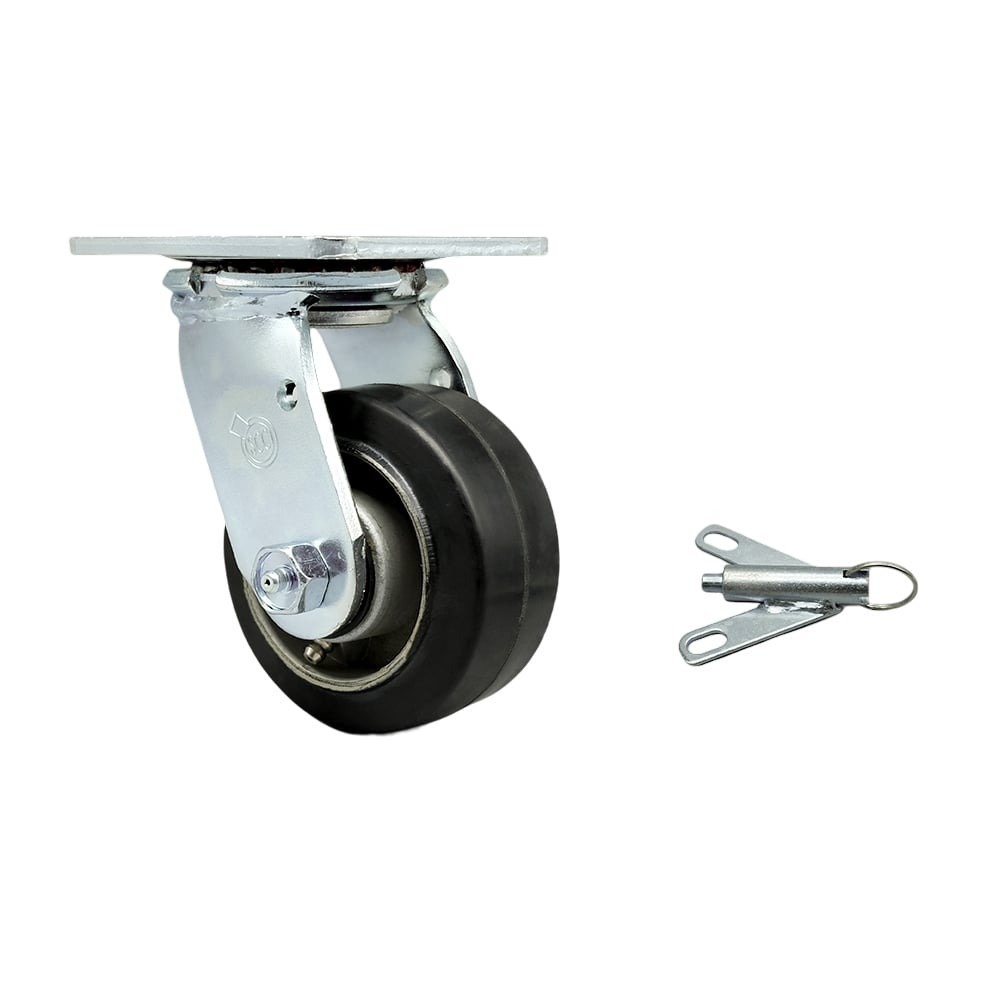 Heavy Duty Swivel Top Plate Caster with Bolt on Swivel Lock & 4 in. Rubber on Aluminum Wheel with Ball Bearings - 400 lbs Capacity per Caster