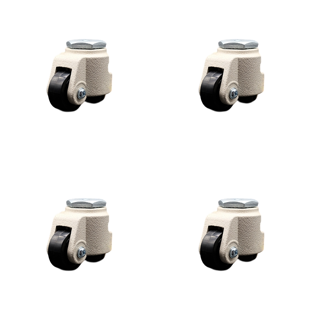 Nylon Swivel Threaded Stem Caster with 1.65 in. Black Wheels & M8 x 1.25 x 15 mm Stems - 220 lbs Capacity per Caster - Set of 4