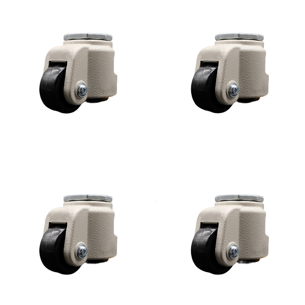 Nylon Swivel Threaded Stem Caster with 2.44 in. Black Wheel & M12 x 1.75 x 18 mm Stems - 2640 lbs Capacity per Caster - Set of 4