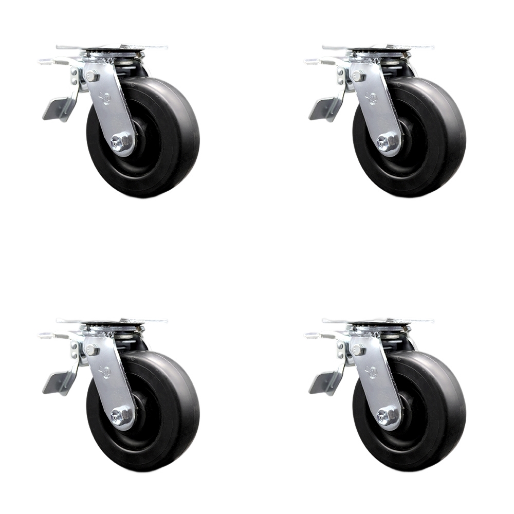 SCC-TTL30S620-POR-4 Polyolefin Swivel Top Plate Casters, Heavy Duty with 6 in. Wheels - 2800 lbs Total Capacity - Set of 4
