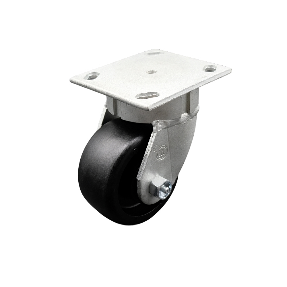 SCC-KP30S420-GFNR Kingpinless Glass Filled Nylon Swivel Top Plate Caster with 4 x 2 in. Black Wheel - 1200 lbs Capacity per Caster