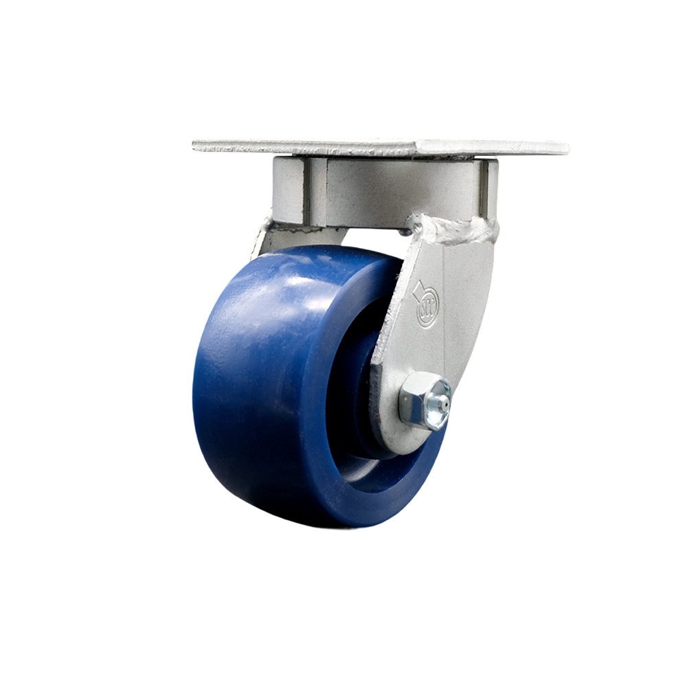 SCC-KP30S420-SPUR Kingpinless Solid Polyurethane Swivel Top Plate Caster with 4 x 2 in. Blue Wheel - 700 lbs Capacity per Caster