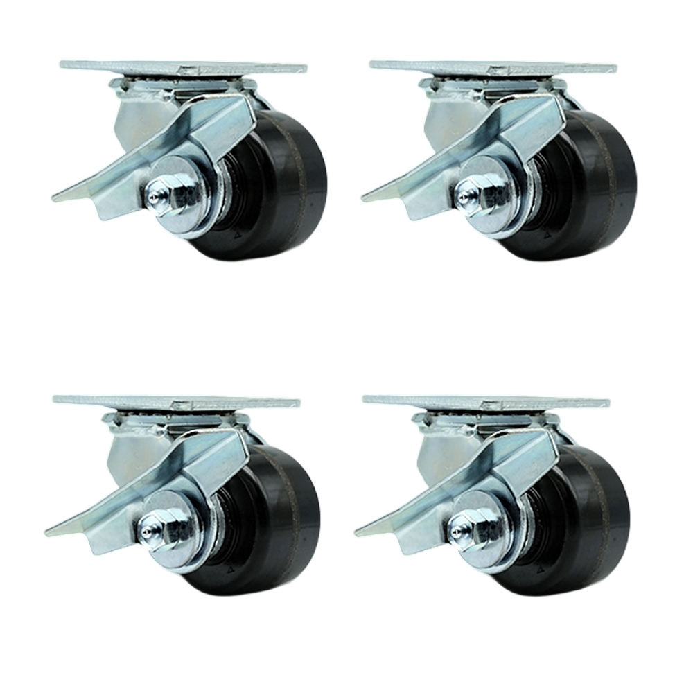 SCC-30CS3420-PHB-SLB-BSL-4 Heavy Duty Swivel Caster with 3.25 in. Phenolic Wheels & Ball Bearings - 2800 lbs Total Capacity - Set of 4