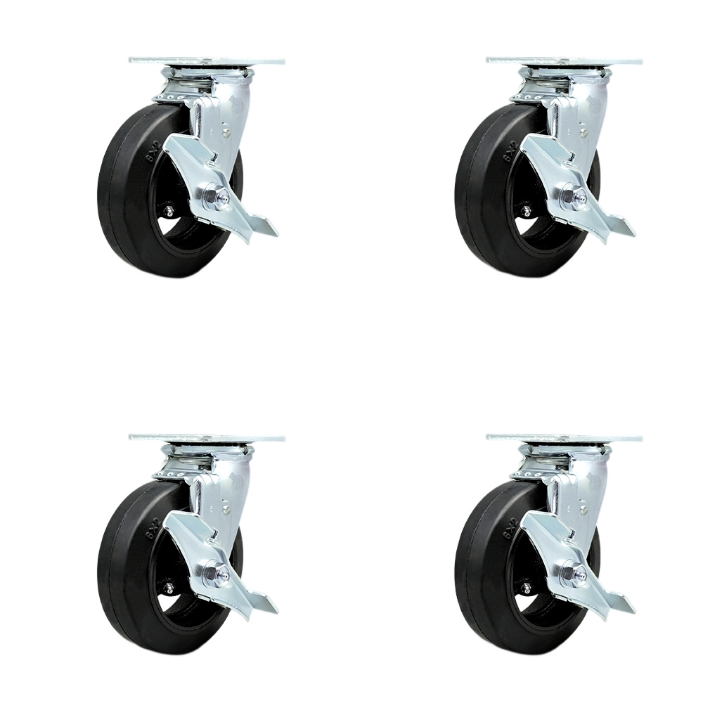 SCC-30CS620-RSB-TLB-4 Heavy Duty Swivel Caster with 6 in. Rubber on Metal Wheels & Ball Bearings - 1800 lbs Total Capacity - Set of 4