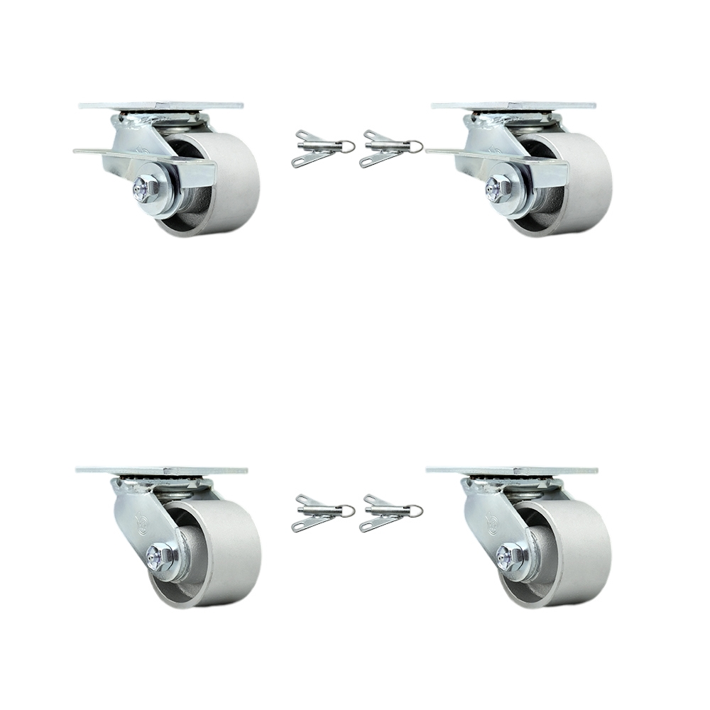SCC-30CS3420-SSB-SLB-BSL-2-BSL-2 Heavy Duty Swivel Caster with 3.25 in. Semi Steel Wheels & Ball Bearings - Set of 4