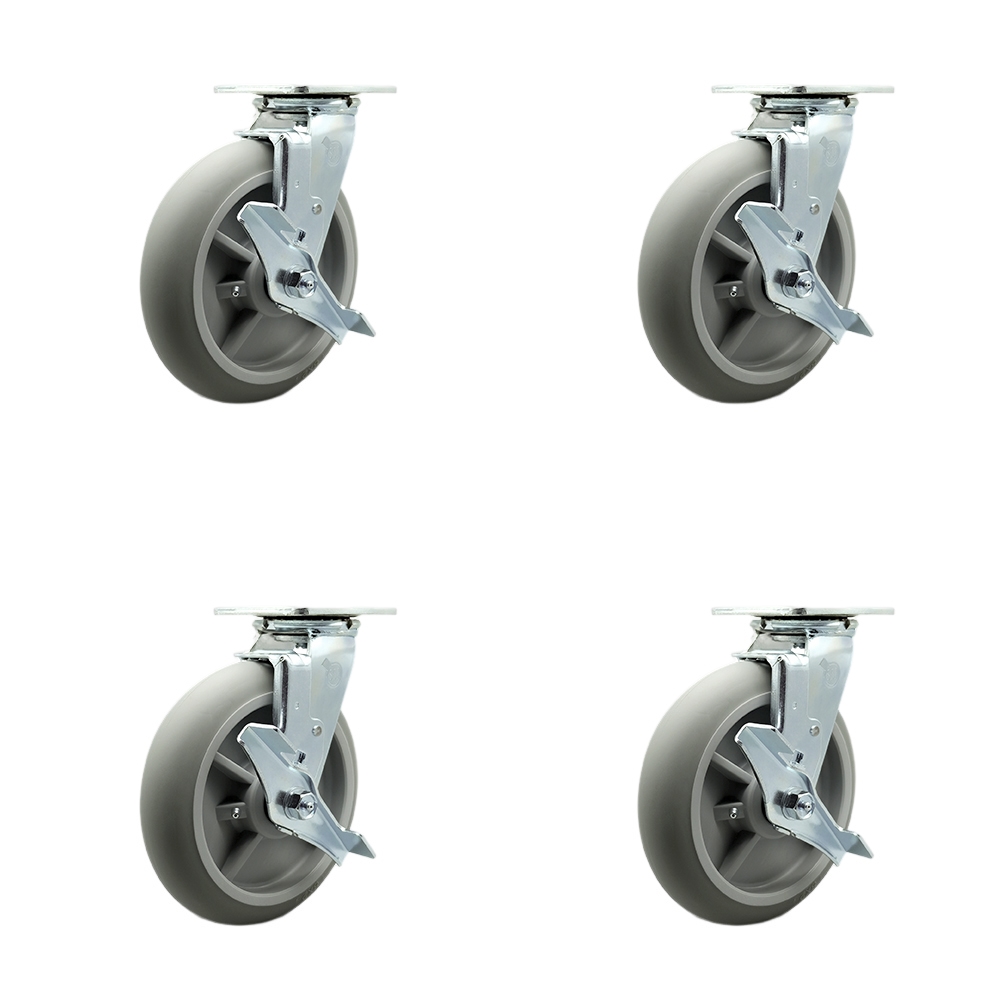 SCC-30CS820-TPRBD-TLB-BSL-2-TLB-2 Heavy Duty Swivel Caster with 8 in. Thermoplastic Rubber Donut Tread Wheels & Ball Bearing - Set of 4