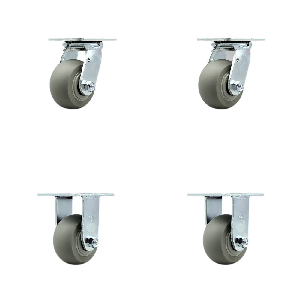 SCC-SS30S420-TPRBD-BSL-2-R-2 Stainless Steel Heavy Duty Swivel Caster with 4 in. Thermoplastic Rubber Donut Tread Wheels & Ball Bearings - Set of 4