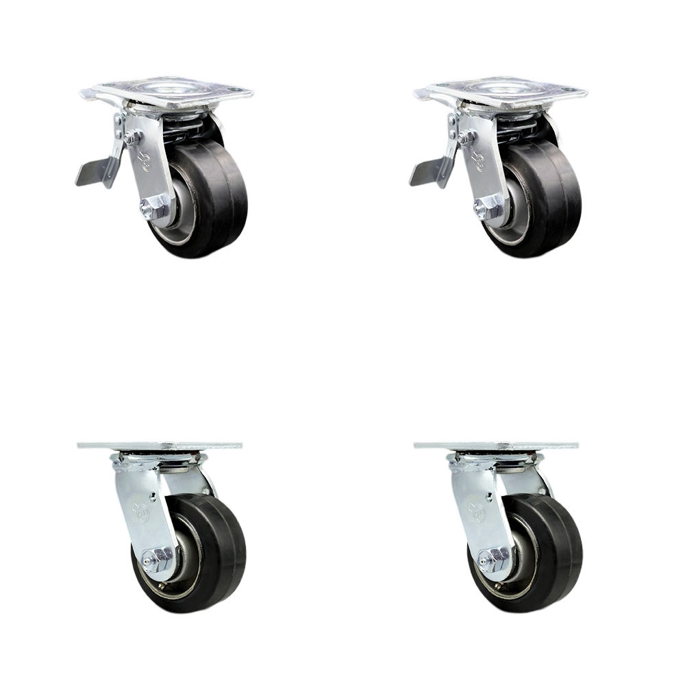 SCC-TTL30S420-RAB-2-S-2 Heavy Duty Swivel Caster with 4 in. Rubber on Aluminum Wheels & Ball Bearings - 1600 lbs Total Capacity - Set of 4