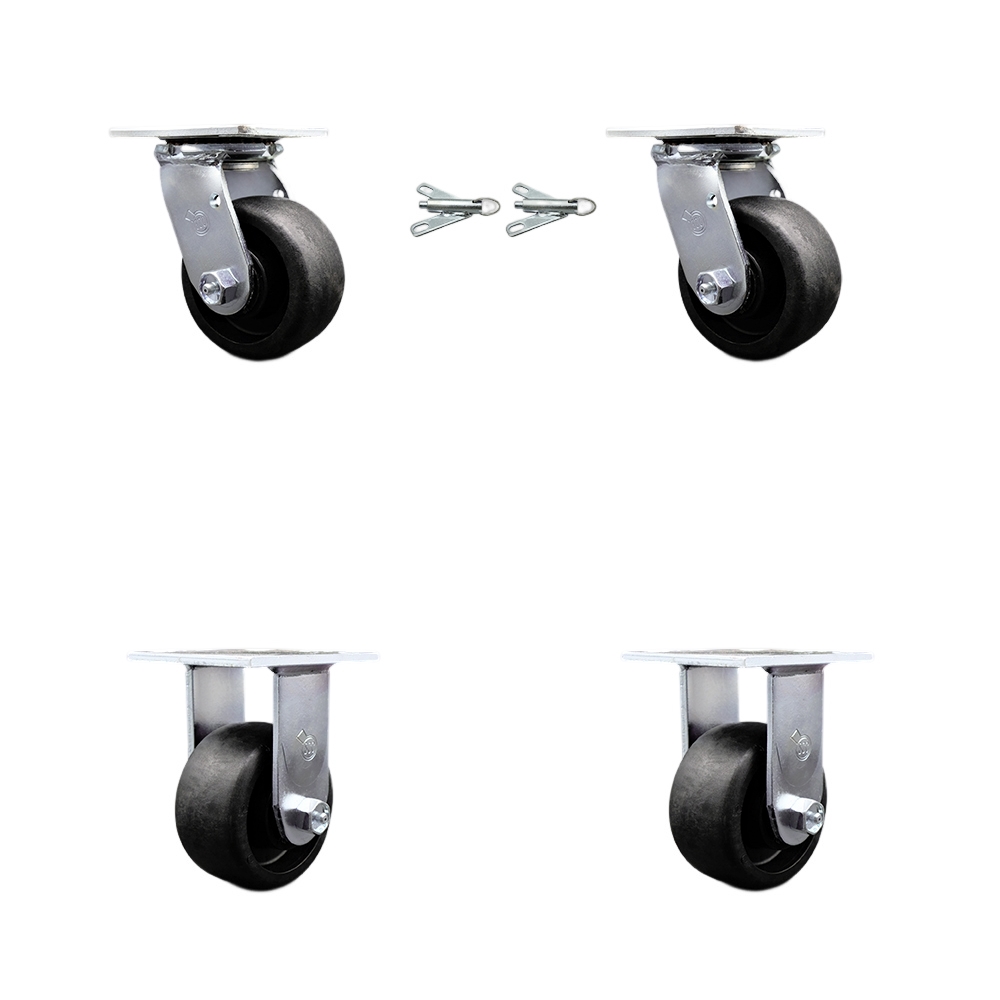 SCC-30CS420-GFNB-BSL-2-R-2 Heavy Duty Swivel Caster with 4 in. High Temperature Glass Filled Nylon Wheels & Ball Bearings - Set of 4